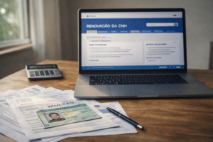 Motorista segurando o celular com o aplicativo da Carteira Digital de Trânsito após a renovação da CNH